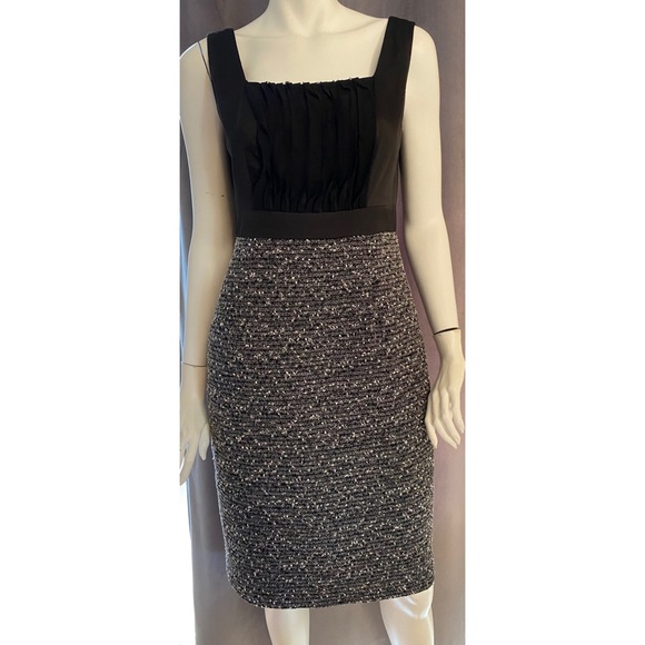 Kay Unger Dresses & Skirts - Kay Unger Tweed & Black ruffle sleeveless Dress
